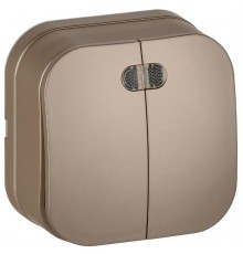 GLORY Выключатель 2-клавишный с индикацией о/у 10А ВС20-2-1-ХШм шампань матовый  EVH21-K37M-10  IEK