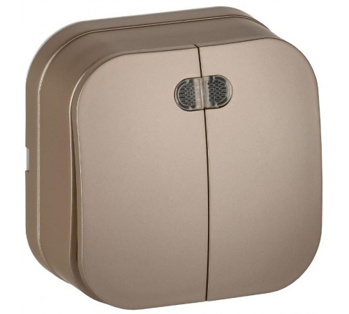 GLORY Выключатель 2-клавишный с индикацией о/у 10А ВС20-2-1-ХШм шампань матовый  EVH21-K37M-10  IEK