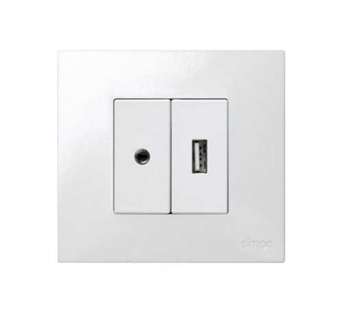 Simon 27 Розетка для подключения разъёма audio mini-jack (3,5мм), винтовое соединение, узкий модуль, S27, бел  2701092-030  Simon