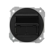 Розетка наклонная для передачи данных со шторкой на 2 разъема RJ45 цвета графит S88  88086-38  Simon