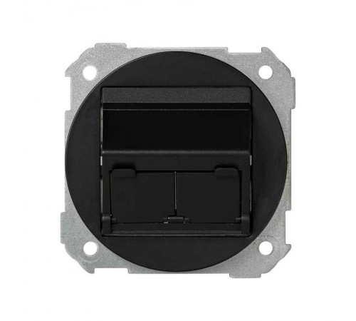 Розетка наклонная для передачи данных со шторкой на 2 разъема RJ45 цвета графит S88  88086-38  Simon