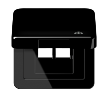 Накладка и крышка для двойных UAE розеток с символом "сеть"; термопласт черный  CD590KLLANSW  Jung