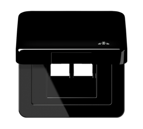 Накладка и крышка для двойных UAE розеток с символом "сеть"; термопласт черный  CD590KLLANSW  Jung