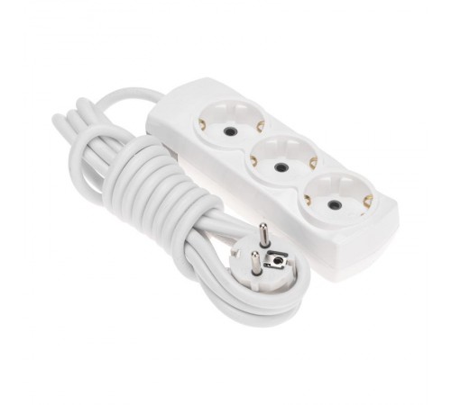 Удлинитель PREMIUM 3 гнезда, 3м, 3х1,5мм, с/з, белый  13-4101  REXANT