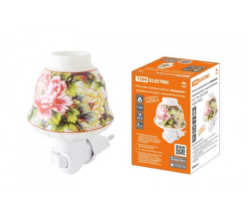 Ночник-аромалампа "Анемон" керамический с выключателем, Е12, 7 Вт, 220 В  SQ0357-0037  TDM