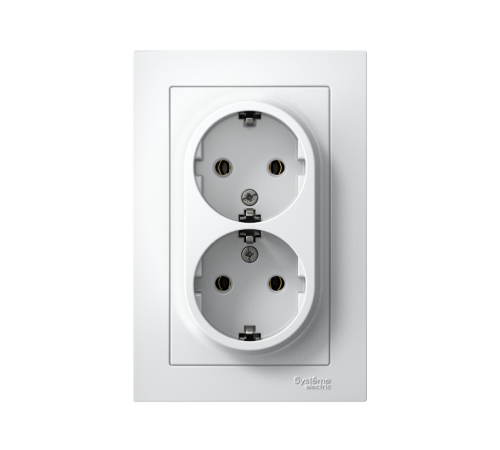 AtlasDesign Белый Розетка 2-ая с заземлением, 16А, (в сборе с рамкой)  ATN000124  SE