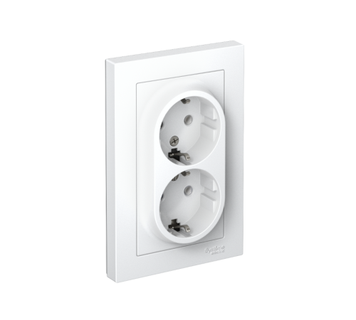 AtlasDesign Белый Розетка 2-ая с заземлением, 16А, (в сборе с рамкой)  ATN000124  SE