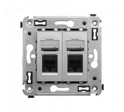 Телефонная розетка RJ-12 в стену двойная, "Avanti", "Закаленная сталь"  4404314  DKC