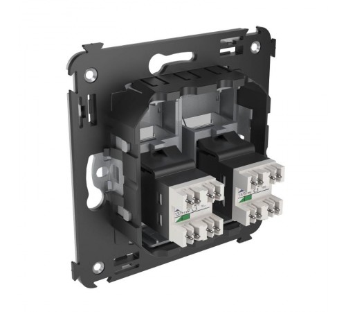 Телефонная розетка RJ-12 в стену двойная, "Avanti", "Закаленная сталь"  4404314  DKC