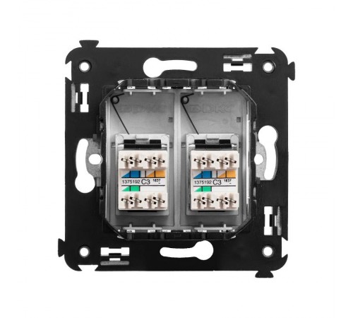 Телефонная розетка RJ-12 в стену двойная, "Avanti", "Закаленная сталь"  4404314  DKC