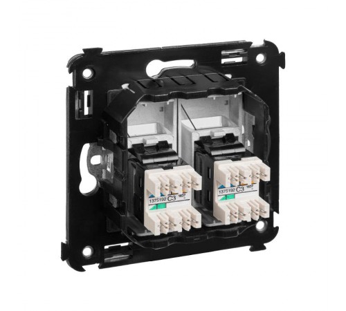 Телефонная розетка RJ-12 в стену двойная, "Avanti", "Закаленная сталь"  4404314  DKC