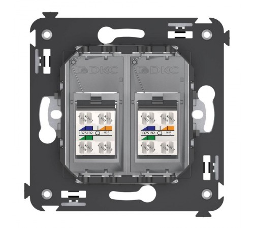 Телефонная розетка RJ-12 в стену двойная, "Avanti", "Закаленная сталь"  4404314  DKC