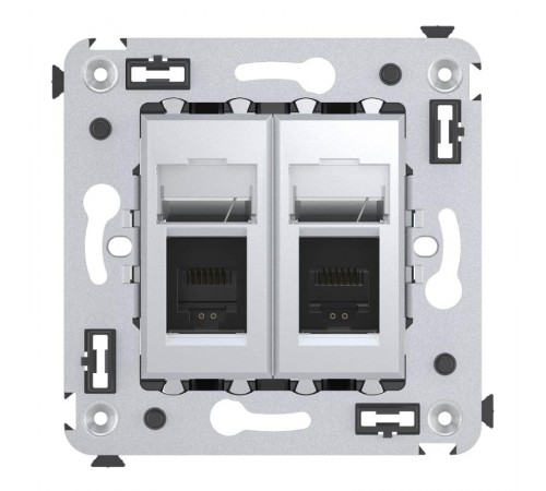 Телефонная розетка RJ-12 в стену двойная, "Avanti", "Закаленная сталь"  4404314  DKC