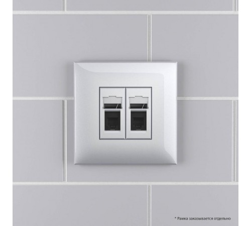 Телефонная розетка RJ-12 в стену двойная, "Avanti", "Закаленная сталь"  4404314  DKC