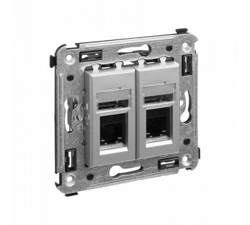 Телефонная розетка RJ-12 в стену двойная, "Avanti", "Закаленная сталь"  4404314  DKC