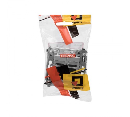 Телефонная розетка RJ-12 в стену двойная, "Avanti", "Закаленная сталь"  4404314  DKC