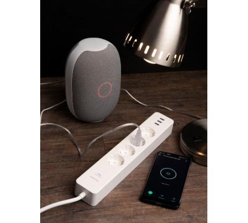 Удлинитель Умный с управлением по Wi-Fi 4 гнезда + 3хUSB с выкл. бел. HomeConnect  RCE-1-WF  EKF