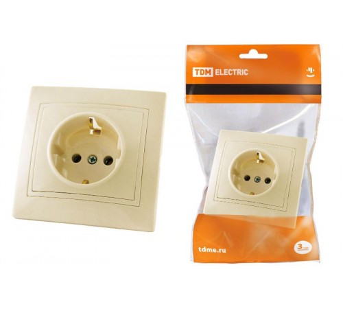 Розетка 2П+З 16А 250В сл. кость "Таймыр"  SQ1814-0112  TDM