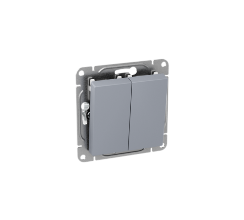 Механизм выключателя, двухклавишный, кнопочный, алюминий Эпика EKF  UP1-SWA-23  EKF