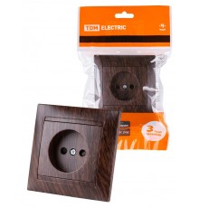 Розетка 2П 10А 250В с защ. шт. венге "Лама"  SQ1815-0410  TDM