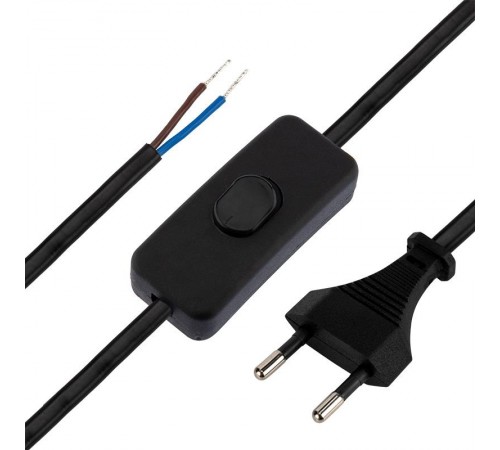 Сетевой шнур с выключателем 2х0,75 кв.мм, 1,8 м черный  11-1134  REXANT