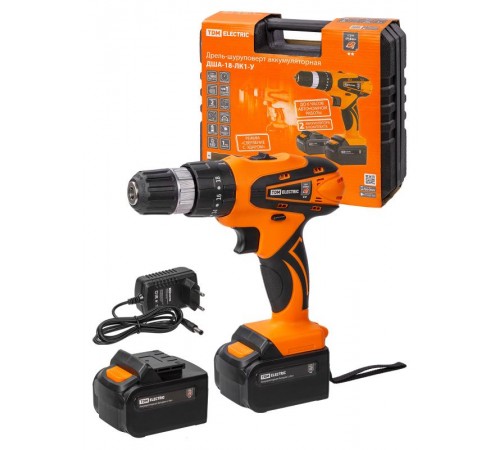 Дрель-шуруповерт акк. ДША-18-ЛК1-У 18 В, 2 А*ч Li-Ion 2 шт, 32 Нм, 0-1400 об/мин, кейс, "Рубин" TDM  SQ1030-0205  TDM
