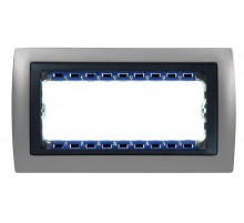 Simon 82 Рамка декоративная, (+суппорт), 8 узких (4 широких) модулей, S82C, Металл, алюминий-графит  82884-33  Simon