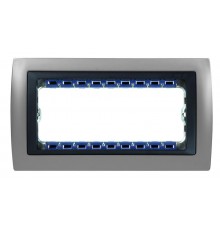 Simon 82 Рамка декоративная, (+суппорт), 8 узких (4 широких) модулей, S82C, Металл, алюминий-графит  82884-33  Simon