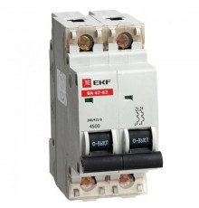 Выключатель автоматический двухполюсный ВА 47-63, 2P 1А (C)  mcb4763-2-01C  EKF