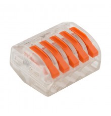 Универсальная клемма 5-проводная, прозрачная (0,08-2,5/4 мм) (40 шт./уп.)  07-5255-1  REXANT