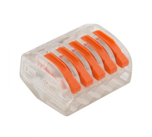 Универсальная клемма 5-проводная, прозрачная (0,08-2,5/4 мм) (40 шт./уп.)  07-5255-1  REXANT