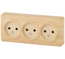Розетка 11-2207-11  3х2P, 16АХ-250В, ОУ, Эксперт, Сосна Б0020699  ЭРА