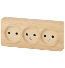 Розетка 11-2207-11  3х2P, 16АХ-250В, ОУ, Эксперт, Сосна Б0020699  ЭРА