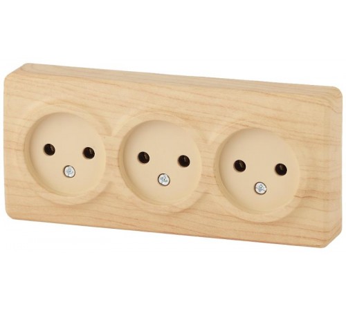 Розетка 11-2207-11  3х2P, 16АХ-250В, ОУ, Эксперт, Сосна Б0020699  ЭРА