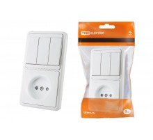 Блок комбинированный БКВР 3-х кл. выкл + розетка 2П с з/ш  SQ1813-0006  TDM