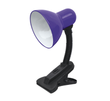 Светильник настольный под лампу СНП-01Ф на прищепке 40Вт E27 ФИОЛЕТОВЫЙ (мягкая упаковка)  4690612012797  IN HOME
