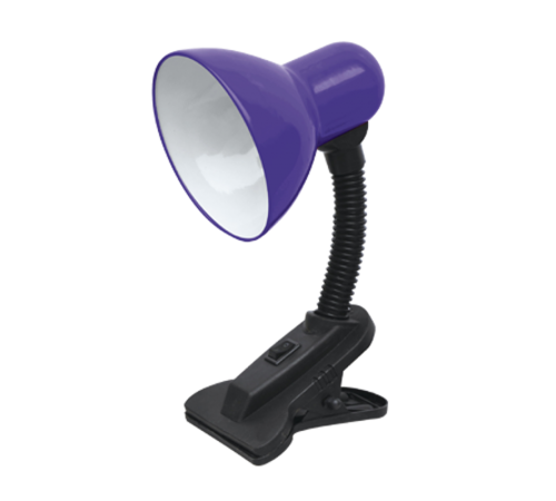 Светильник настольный под лампу СНП-01Ф на прищепке 40Вт E27 ФИОЛЕТОВЫЙ (мягкая упаковка)  4690612012797  IN HOME