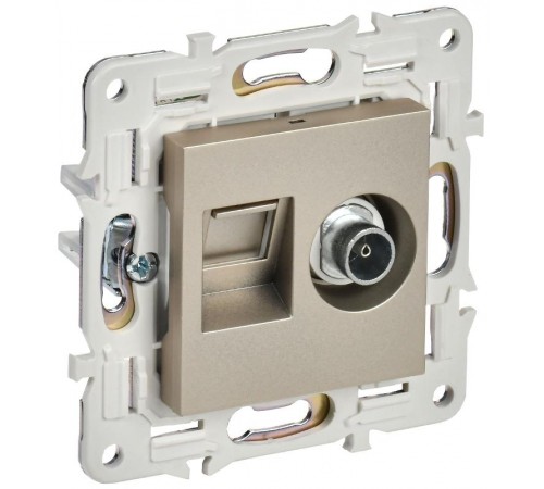 SKANDY Розетка двойная TV+RJ45 кат.5E SK-A14Sh шампань  SK-AK20-1-K37  IEK