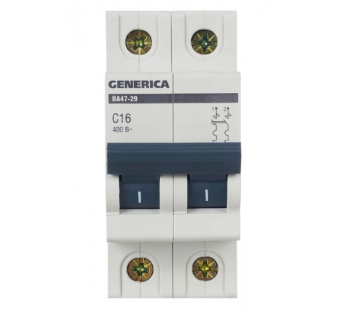 Выключатель автоматический двухполюсный ВА47-29 16А C 4,5кА  MVA25-2-016-C  GENERICA
