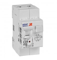 Выключатель автоматический дифференциального тока OptiDin D63-22C10-AC-У3 (2P, C10, 30mA, 4,5кА)  328097  КЭАЗ