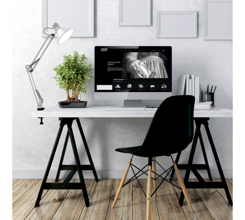 Светильник настольный GTL001 60W 220-240V E27 белый струбцина 1/16  GT0011  Gauss