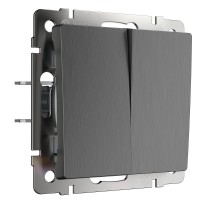 W1122004/ Электроустановочные изделия - Выключатель двухклавишный проходной (графит рифленый)  a050760 Werkel