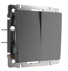 W1122004/ Электроустановочные изделия - Выключатель двухклавишный проходной (графит рифленый)  a050760 Werkel