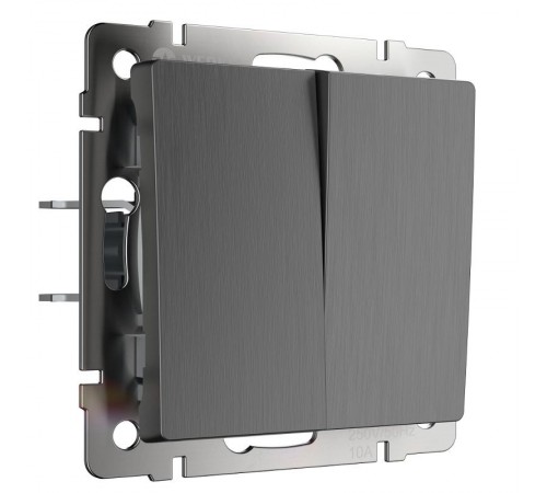W1122004/ Электроустановочные изделия - Выключатель двухклавишный проходной (графит рифленый)  a050760 Werkel