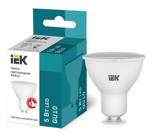 Лампа светодиодная LED 5Вт GU10 220В 4000К PAR16 софит  LLE-PAR16-5-230-40-GU10  IEK