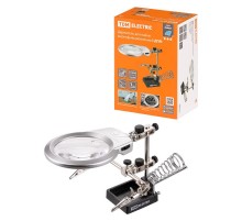 Держатель для пайки многофункциональный ДПМ, 2 зажима "крокодил", лупа с LED подсв., 3хААА, "Алмаз"  SQ1025-0706  TDM