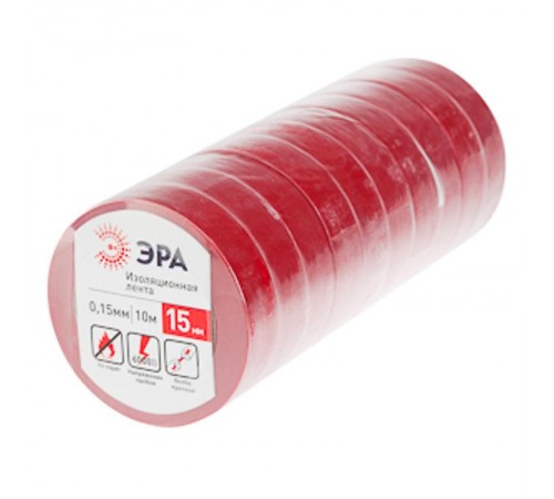 ПВХ-изолента 15мм*10м красная  C0036556  ЭРА