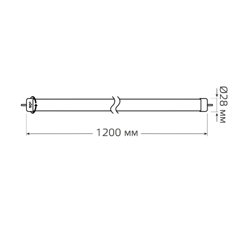 Лампа светодиодная Elementary T8 20W 1600lm 6500K G13 1200mm стекло поворотная LED 1/30  93039-R  Gauss