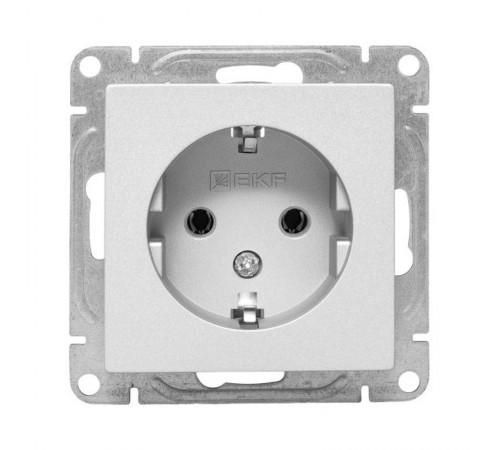 Механизм розетки, 16А, с заземлением, без шторок, алюминий Эпика EKF  UP1-SOA-110  EKF