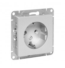 Механизм розетки, 16А, с заземлением, без шторок, алюминий Эпика EKF  UP1-SOA-110  EKF